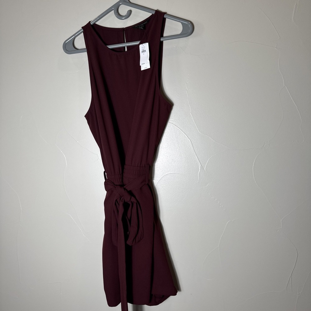Banana Republic Maroon Belted‎ Tie Shorts Romper  14 Sleeveless NWT Msrp $109